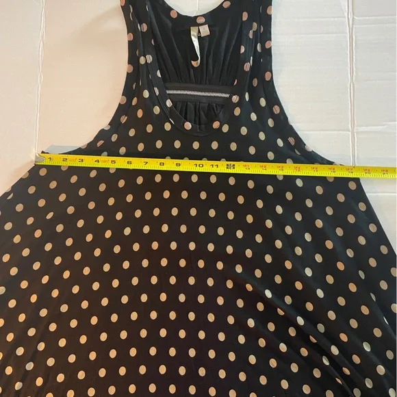Comfy USA Dress Small Sleeveless Polka Dots Asymmetrical Hem Stretch Lagenlook - Picture 10 of 12